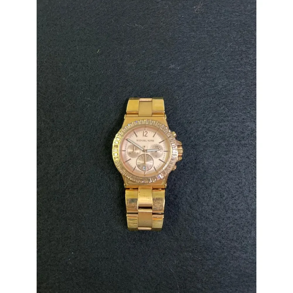 NEW MICHAEL KORS DYLAN ROSE GOLD TONE+CHRONO DIAL+CRYSTAL,DATE WATCH MK5412